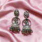 Radha Krishna Oxidised Silver Jhumka Earrings