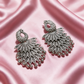 Oxidised Silver Peacock Statement Earrings