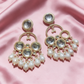 White Pearl Kundan Chandbali Earrings