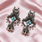 Silver Peacock Jhumka Earrings