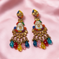 Multicolor Kundan Drop Statement Earrings