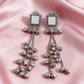 Kashmiri Silver Mirror Ghungroo Tassel Earrings