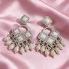 White Pearl Mirror Chandbali Earrings