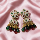 Gold Plated Multicolor Kundan Jhumka Earrings with Pearl Detailing