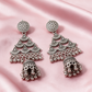 Oxidised Silver Layered Jhumka Drop Earrings