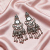 Oxidised Silver Peacock Jhumka Earrings