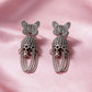 Antique Silver Butterfly Jhumka Chain Earrings