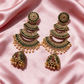 Gold Plated Multicolor Kundan Jhumka Earrings with Pearl Drops