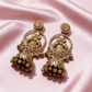 Antique Gold Floral Hoop Jhumka Earrings