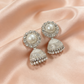 Silver Pearl Stone Jhumka Earrings