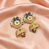 Gold Peacock Floral Jhumka Earrings