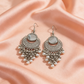 Oxidised Silver Mirror Chandbali Earrings