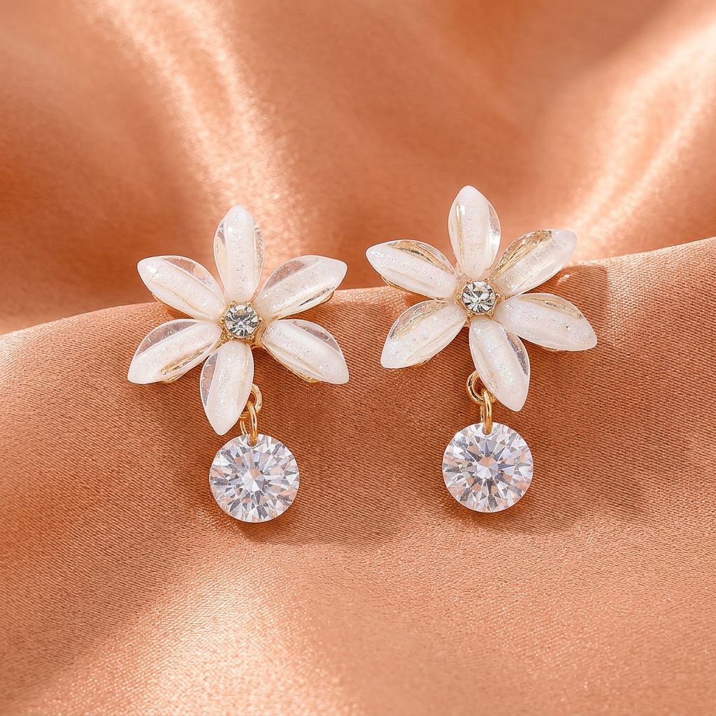 Crystal Bloom Flower Drop Earrings