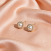 Pearl Studs Gold-Tone Statement Earrings