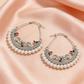 Oxidised Silver Pearl Hoop Earrings
