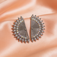 Oxidised Silver Geometric Half-Moon Stud Earrings