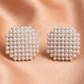 Pearl Beaded Square Stud Earrings