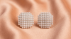 Pearl Beaded Square Stud Earrings