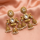 Antique Gold-Toned Multi-Jhumki Kundan Earrings