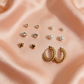 6-Pair Gold-Tone Stud & Hoop Earring Combo Set