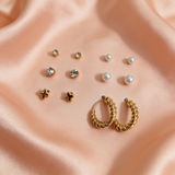6-Pair Gold-Tone Stud & Hoop Earring Combo Set