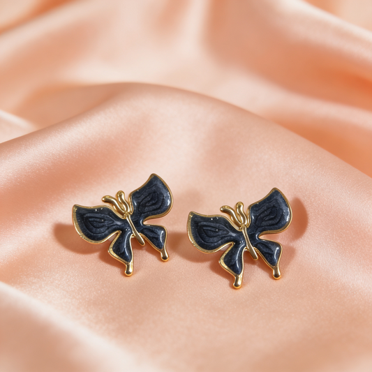 Black Butterfly Stainless Steel Earrings