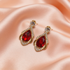 Ruby Red Teardrop Crystal Drop Earrings