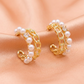 Golden Pearl Crystal Hoop Earrings