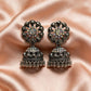 Black Floral Stone Jhumka Earrings