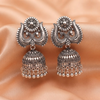 Oxidised Silver Peacock Statement Jhumka Earrings
