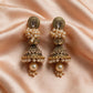Antique Pearl Embellished Gold Jhumka Earrings