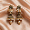 Antique Pearl Embellished Gold Jhumka Earrings