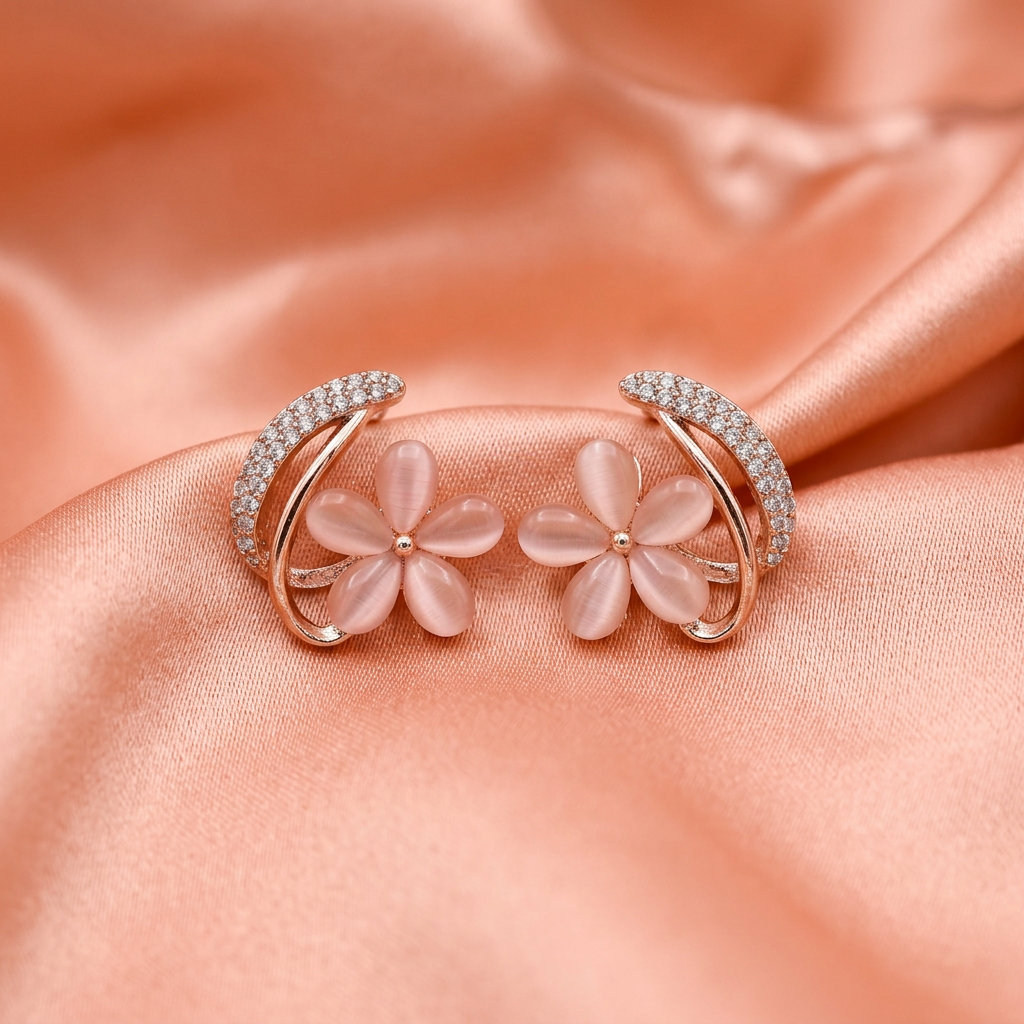 Crystal Bloom Hoop Flower Earrings