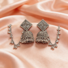 Silver Tie Up Oxidised Jhumka Earrings | BME