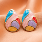 Multicolor Abstract Enamel Stud Earrings