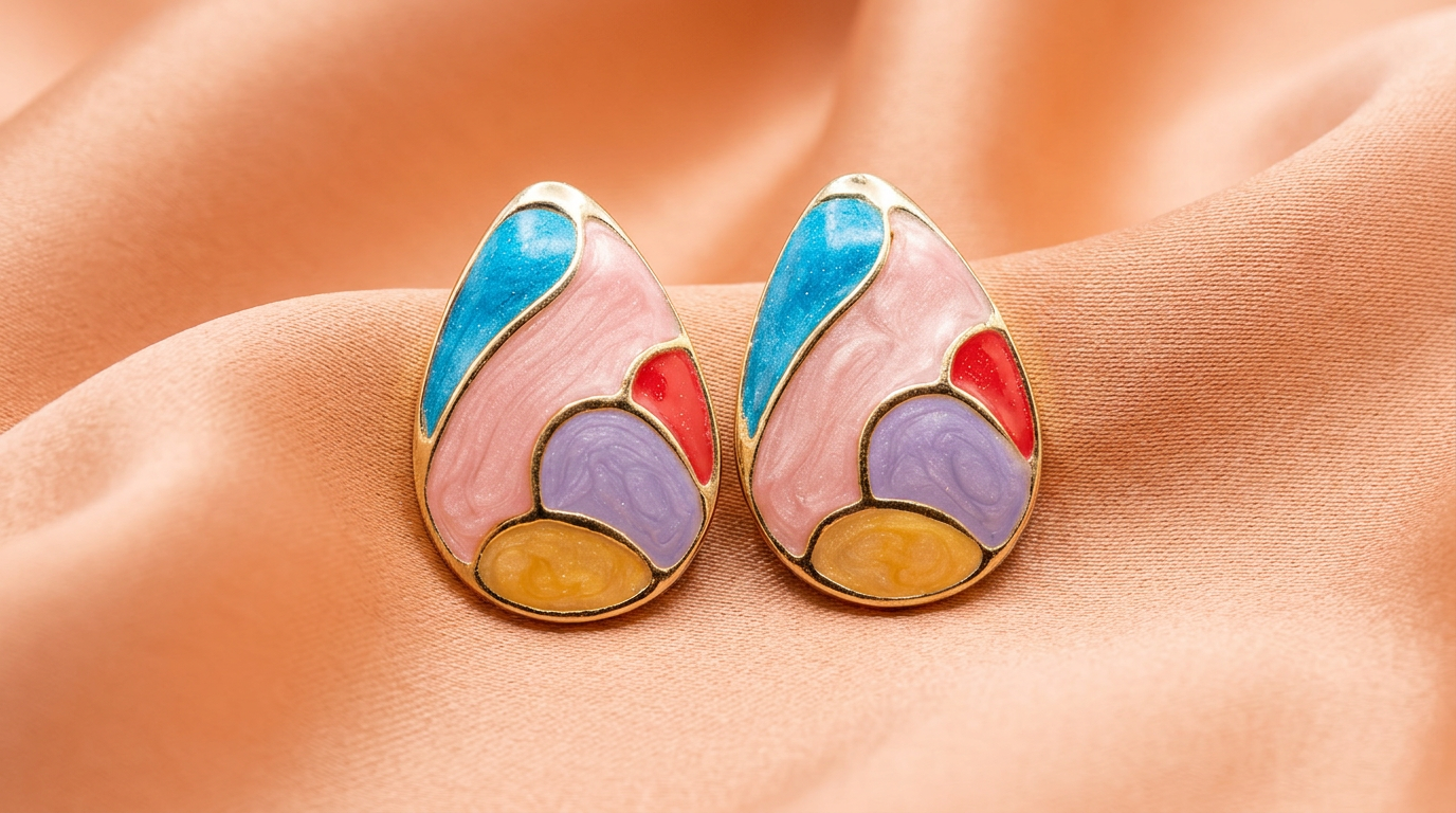 Multicolor Abstract Enamel Stud Earrings