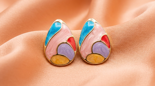 Multicolor Abstract Enamel Stud Earrings