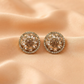 Golden Floral Crystal Stud Earrings