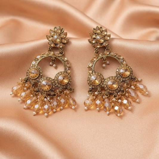 Golden Champagne Chandbali Earrings
