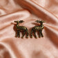 Antique Gold Deer Motif Statement Earrings