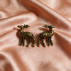Antique Gold Deer Motif Statement Earrings