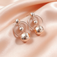 Rose Gold Sphere Hoop Drop Earrings