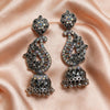 Silver Crystal Stone Jhumka Drop Earrings