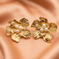 Golden Floral Pearl Statement Earrings