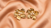 Golden Floral Pearl Statement Earrings