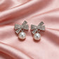 Pearl Bow Charm Earrings