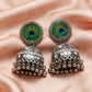 Peacock Feather Stone Jhumka Earrings
