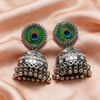 Peacock Feather Stone Jhumka Earrings