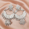 White Stone Silver Mirror Work Chandbali Jhumka Earrings | BME