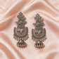 Oxidised Silver Peacock Jhumka Earrings